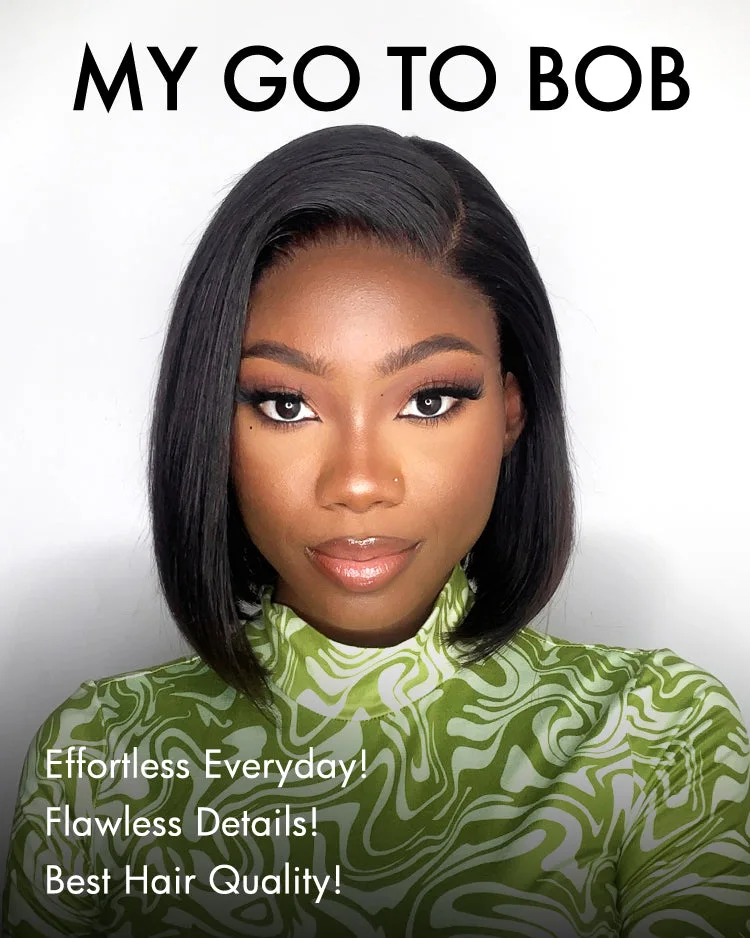 VIP DAY ONLY | 10 Inches Super Natural C Part Natural Black Glueless Lace Bob Wig 100% Human Hair | Fits All Face Shapes-05