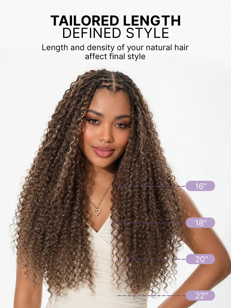 Miracle Knots Colored Crochet Hair Wet and Wavy Highlights | Mix Brown for for Boho Braids | Crochet Weaves | Fulani Braids | Twists Pre-Separated Lightweight Full & Soft Pre-Looped Human Hair Extensions Protective Style-28
