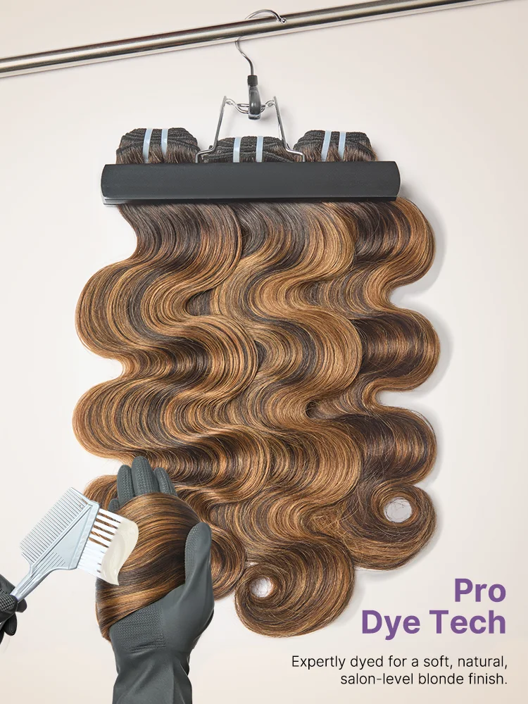 Brown Highlight Body Wave Bundles 100% Premium Remy Human Hair Bundles 1pc / 3pcs-17