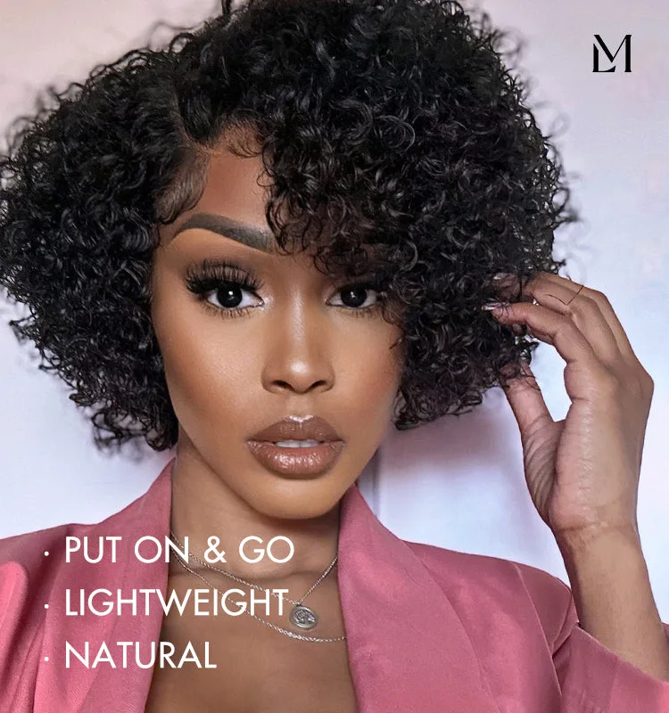 Weekly Special | Trendy Short Cut Curly Minimalist HD Lace Glueless Side Part Wig 100% Human Hair-12