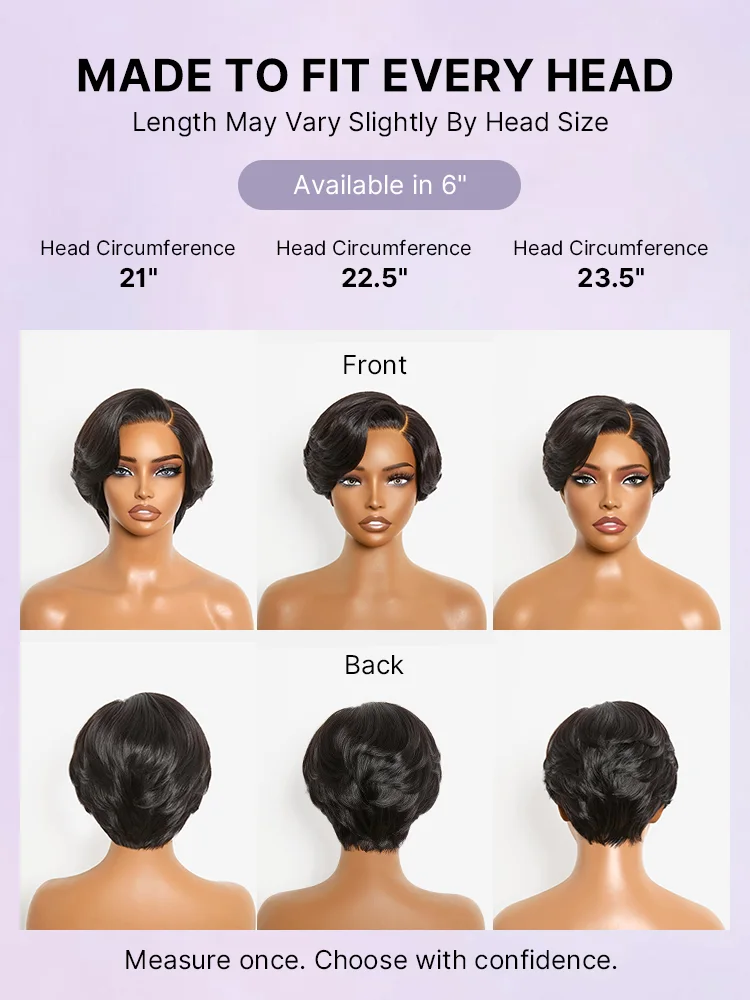 New Customers Only | Elegant Natural Black Layered Short Pixie Cut Minimalist HD Lace Wig Pre-cut Lace