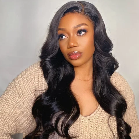 PartingMax glueless body wave wig with 7x6 HD lace closure, pre-cut lace, loose curls, natural look.