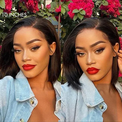Super Natural C Part lace bob wig with black and blonde highlights, 100% human hair, glueless, fits all face shapes.