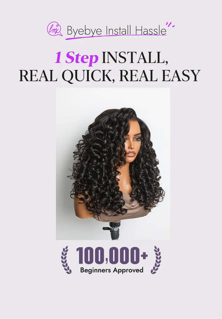 180% Density Bouncy Curls Glueless 5x5 Closure Pre-Cut Lace Curly Wig Breathable Cap-10