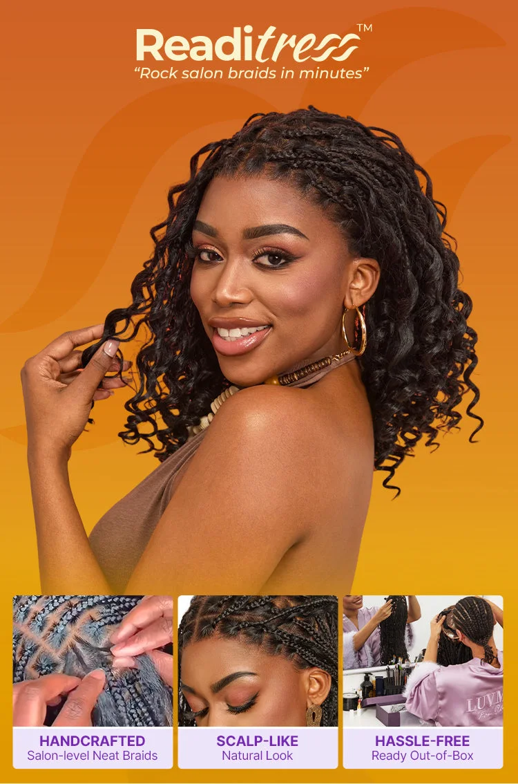 New Customers Only | HD Full Lace Knotless Boho Curls Braided Bob Wig Flexi Fit Invisi Drawstring Cap-10