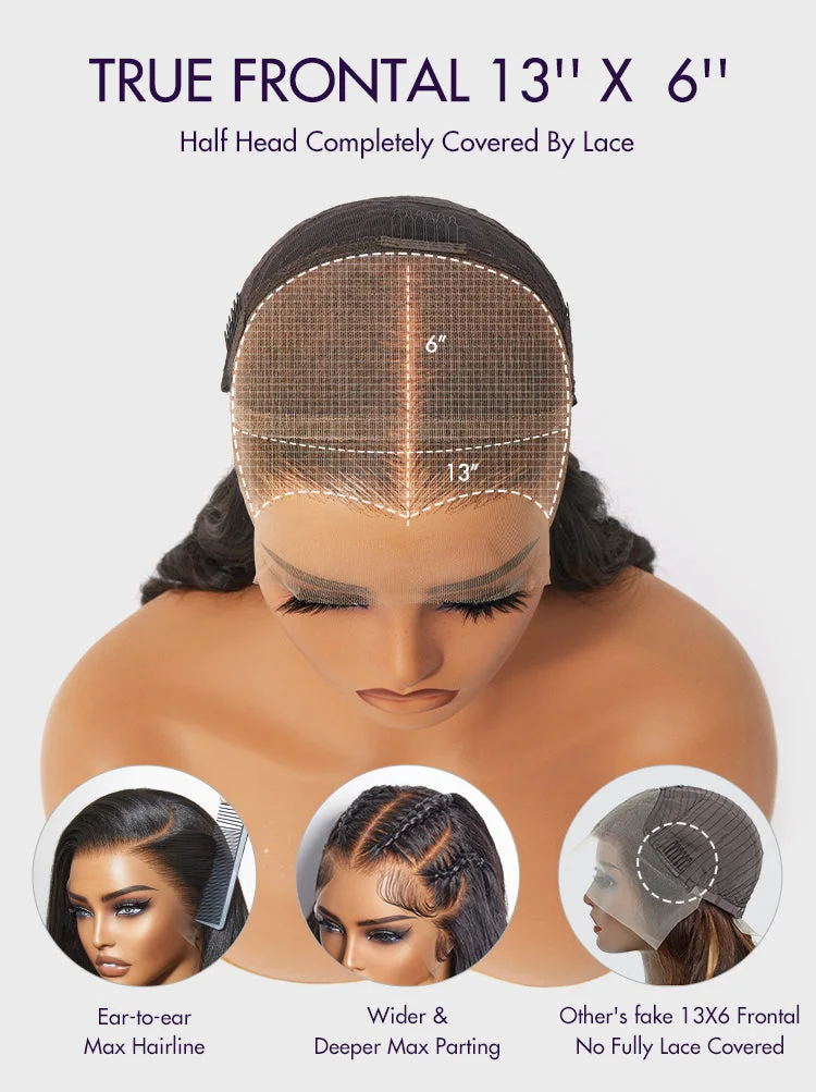 PreMax Wigs - Nature Max Yaki / Silky Bob Ear-to-Ear Glueless 13x6 Frontal HD Lace Short Bob Wig-24