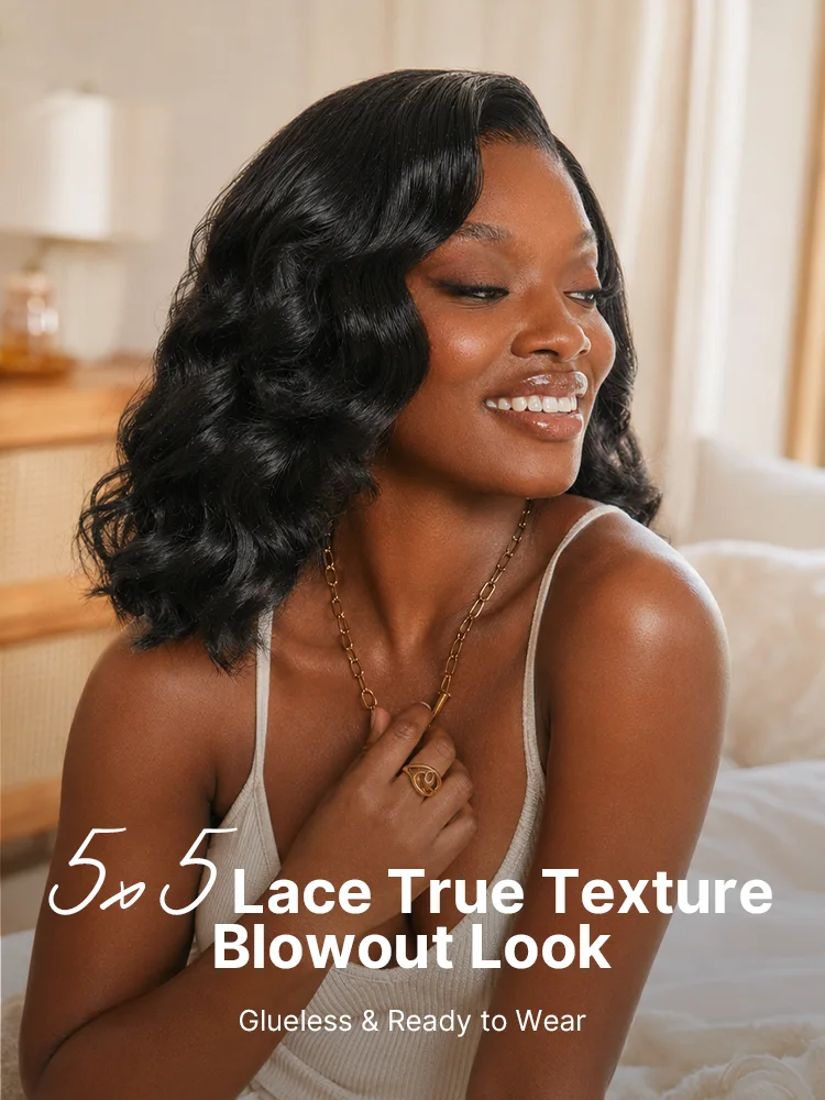 180% Density Effortless Natural Black Kinky Straight 5x5 HD Lace Loose Wave Wig Pre-cut Lace