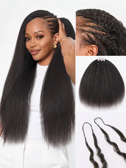 Miracle Knots crochet hair in kinky straight texture, pre-looped, lightweight, full, and soft for boho braids and protective styles.