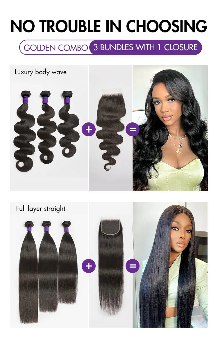 Upgraded Brazilian Hair | 3 Bundles with 5x5 HD Lace Closure Virgin Hair (Straight / Body Wave)-19