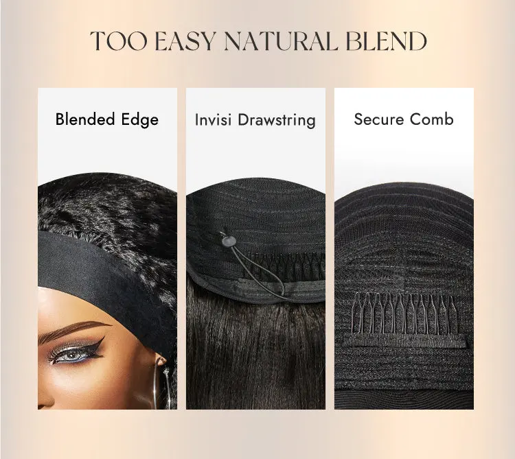 Too Easy Texture™ Wig Kinky Straight Flexi-Fit Drawstring Glueless Headband Wig (Get Free Trendy Headbands)-14
