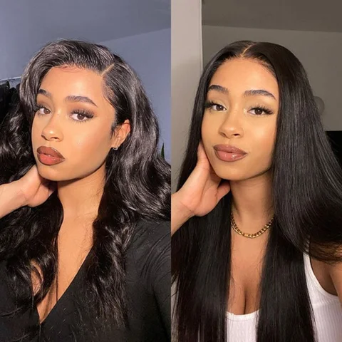 PreMax Wigs body wave and straight glueless 13x4 frontal lace long wig with pre-cut lace, natural hairline and versatile style