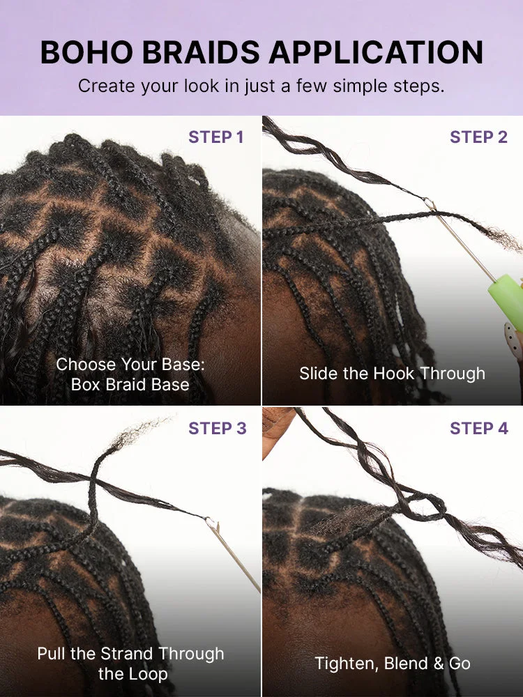 Miracle Knots Crochet Hair Kinky Straight for Boho Braids | Crochet Weaves | Fulani Braids | Twists Pre-Separated Lightweight Full & Soft Pre-Looped Human Hair Extensions Protective Style-49