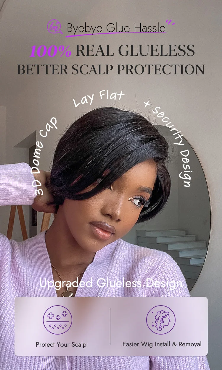 Affordable Pixie Cut Minimalist HD Lace Glueless Wig Pre-Cut Lace-42