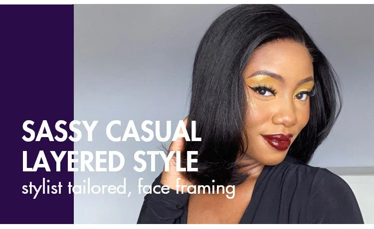 Layered Cut Yaki Straight Left C Part Glueless Minimalist HD Lace Bob Wig Ready to Go-14