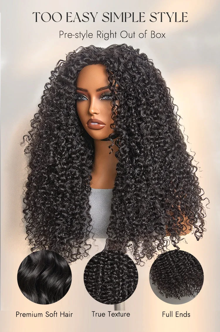 Too Easy Texture Messy Curly Half Wig Glueless Flexi-Fit Drawstring Wig Beginner Friendly-11