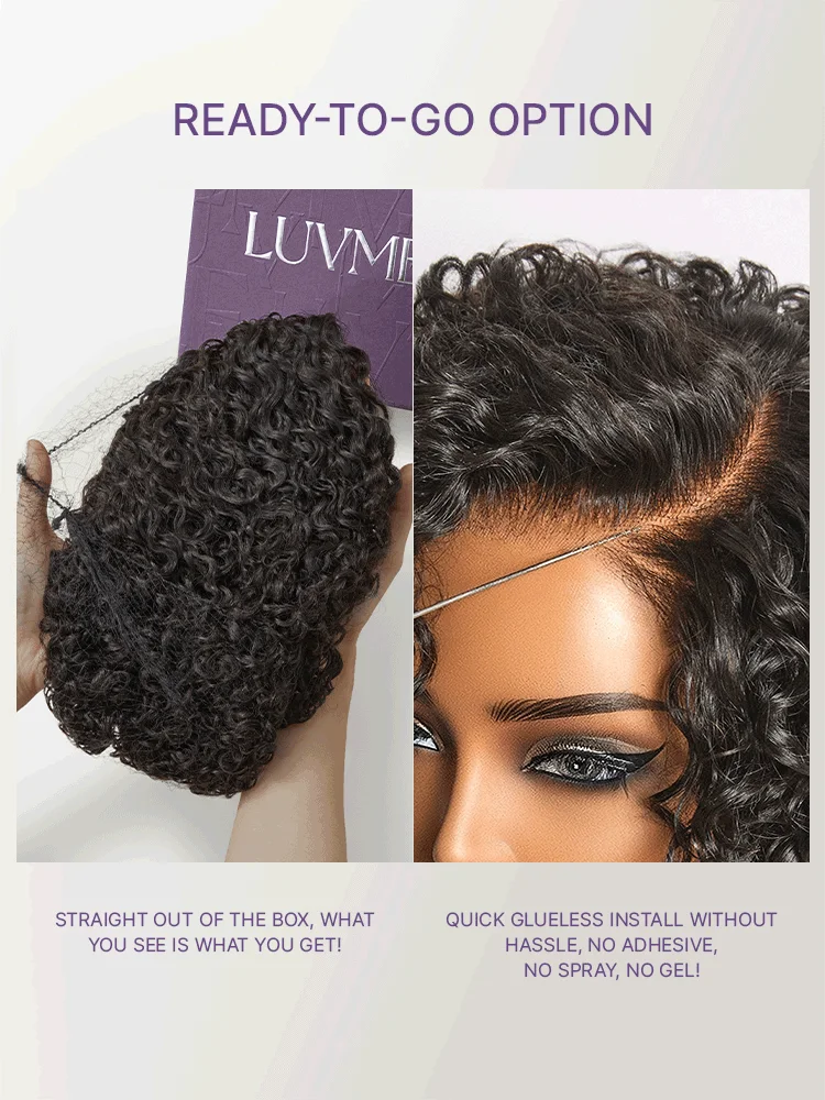 New Customers Only | Water Wave Pixie Cut Water Wave Glueless Minimalist HD Lace Short Curly Wig-17