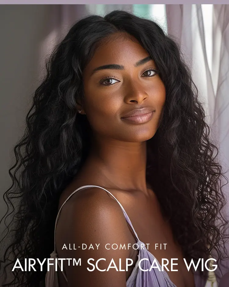 Special Deal | AiryFit™ Scalp Care Wigs | Effortless Water Wave Snugfit Glueless 5x5 Closure Pre-Cut Lace Curly Wig-12
