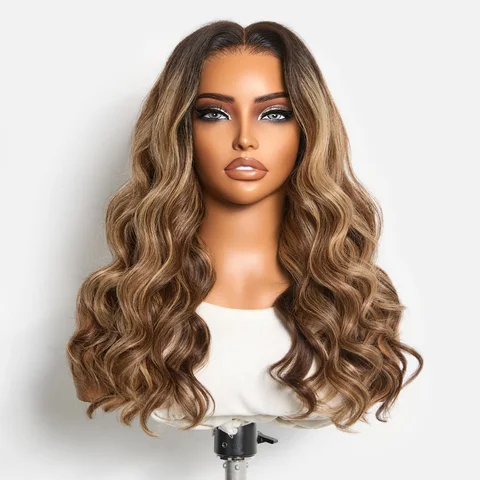 All-Day Comfort Blonde Highlight Loose Wave Wig with 7x6 HD Lace Closure, 180% density, glueless, pre-cut lace, natural parting