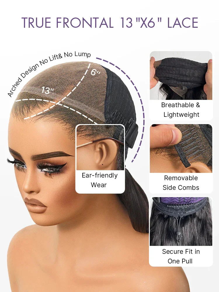 NatureMAX™ 200% Density Loose Wave Glueless 13x6 HD Lace Front Wig Human Hair Pre-Cut Lace Flexi-Fit Drawstring Cap-118