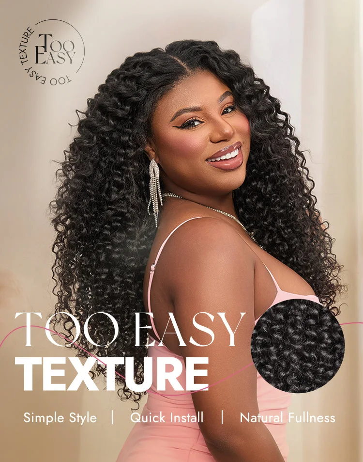 Too Easy Texture 3-In-1 Half Wig 180% Density Water Wave Glueless Flexi-Fit Drawstring Wig-09