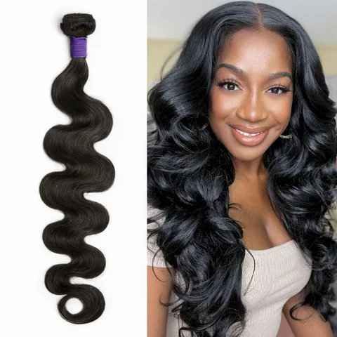 Upgraded Brazilian Body Wave human hair bundle from , showing soft, natural waves and a full, healthy texture