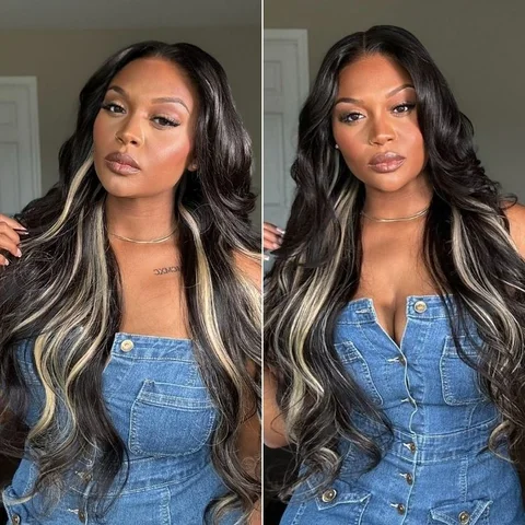 All-Day Comfort™ platinum blonde lace wig with loose body wave, 180% density, 7x6 closure, glueless HD lace, pre-cut.
