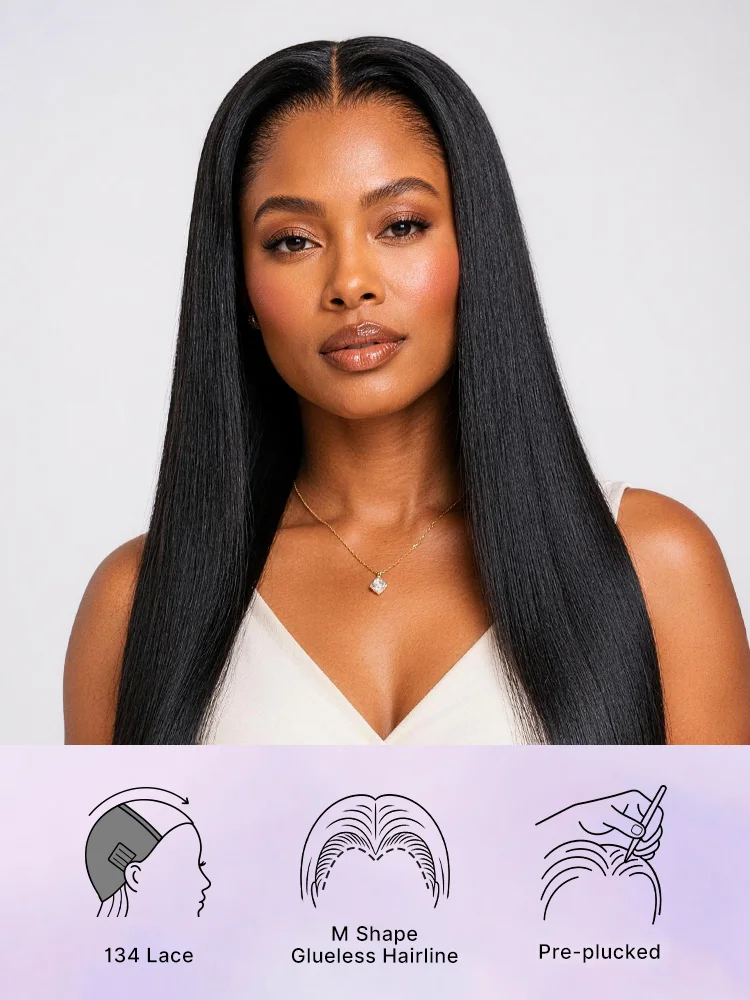 Lagos Hairline Over-Plucked M-Shaped Hairline Natural Looking Silky Straight Human Hair 13×4 Lace Frontal Wig Pre-Cut Lace-39
