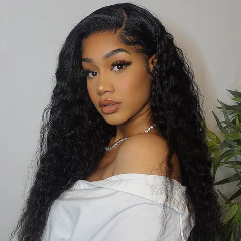 Super Bohemian Curly 5x5 Closure Wig with HD lace, glueless, ready to wear, featuring a left C part style.