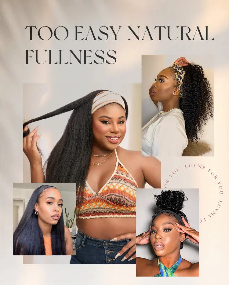 Too Easy Texture™ Wig Kinky Straight Flexi-Fit Drawstring Glueless Headband Wig (Get Free Trendy Headbands)-17