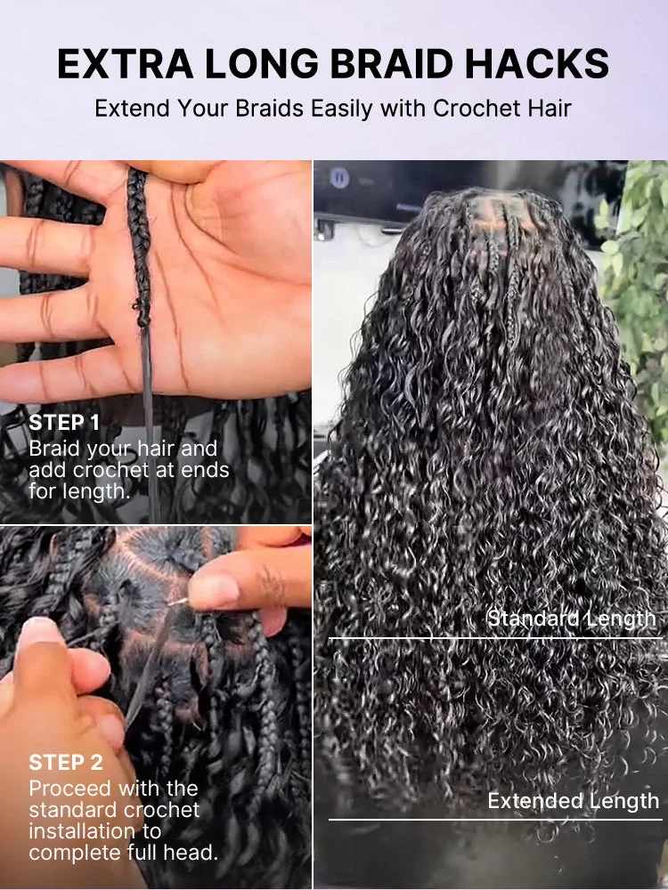 Miracle Knots Crochet Hair Messy Curly for Boho Braids | Crochet Weaves | Fulani Braids | Twists Pre-Separated Lightweight Full & Soft Pre-Looped Human Hair Extensions Protective Style-27
