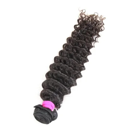 Deep wave 100% virgin human hair bundle from , showcasing lush, natural wave pattern and healthy, shiny hair texture.