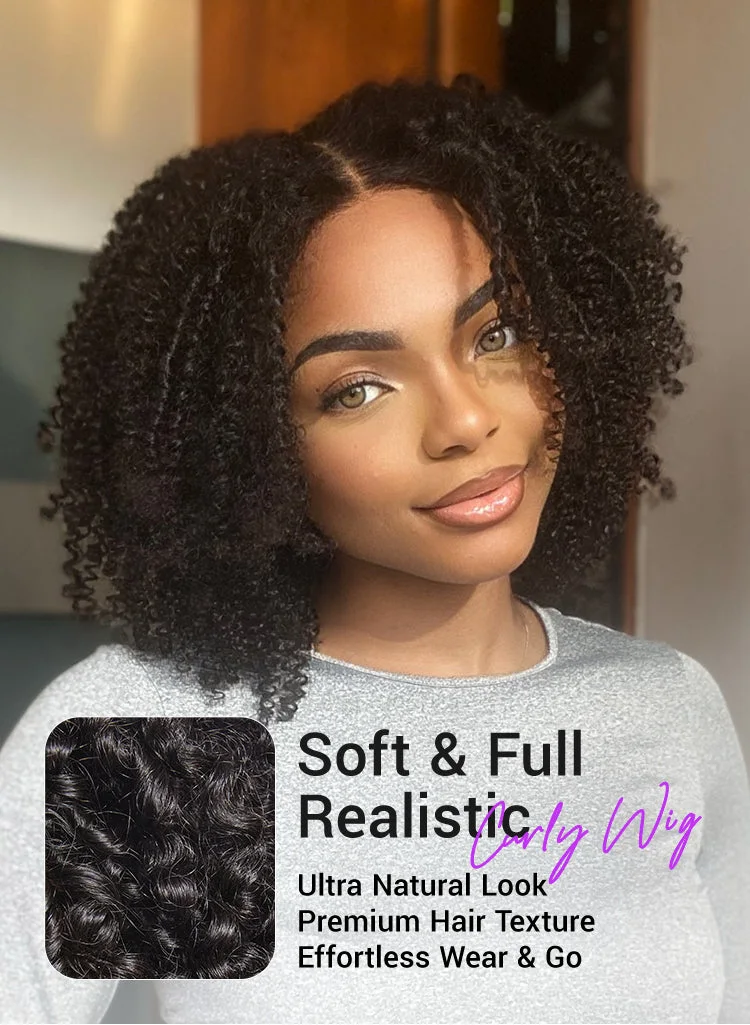 Coily Curly 5x5 Closure HD Lace Glueless Pre-Cut Wig with Breathable Cap-28