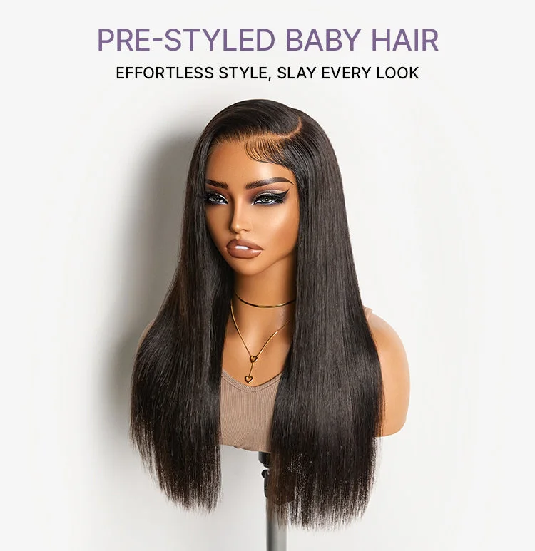 All-Day Comfort Wig 180% Density Bone Straight with Baby Hair PartingMax Glueless 7x6 Closure HD Lace Wig Pre-Cut Lace-13