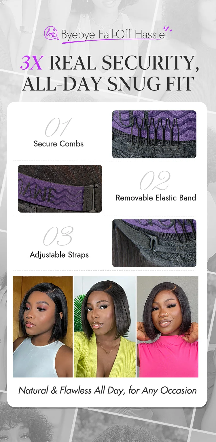 Put On & Go Blunt Cut Straight Bob Minimalist HD Lace Glueless C Part Wig-26