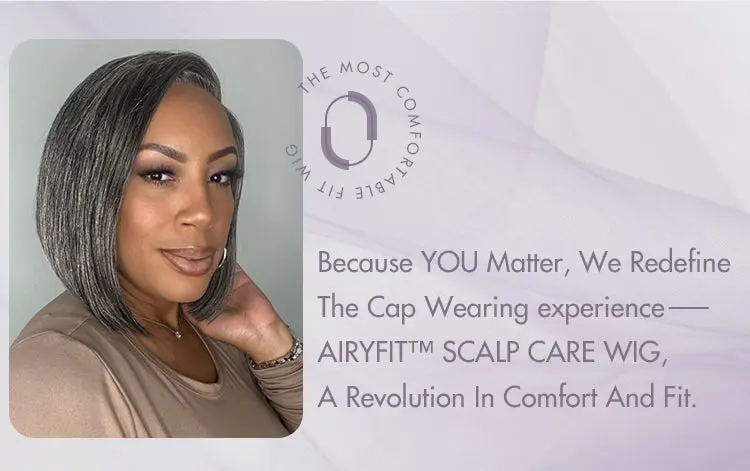 AiryFit™ Scalp Care Wigs -Salt and Pepper Glueless Minimalist HD Lace Bob Wig Pre-Cut Lace - US Only-07