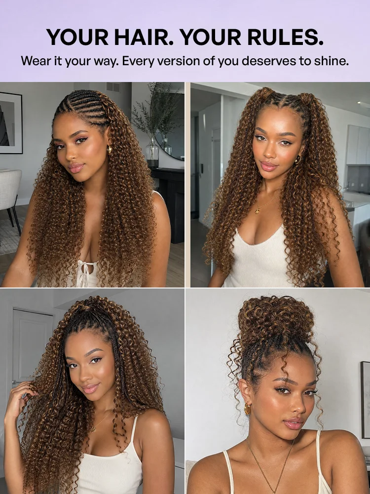 Miracle Knots Colored Crochet Hair Wet and Wavy Highlights | Mix Brown for for Boho Braids | Crochet Weaves | Fulani Braids | Twists Pre-Separated Lightweight Full & Soft Pre-Looped Human Hair Extensions Protective Style-29