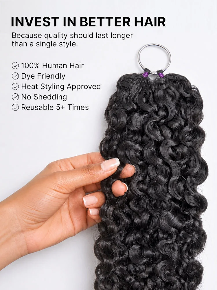 Miracle Knots Crochet Hair Burmese Curly for Boho Braids | Crochet Weaves | Fulani Braids | Twists Pre-Separated Lightweight Full & Soft Pre-Looped Human Hair Extensions Protective Style-51