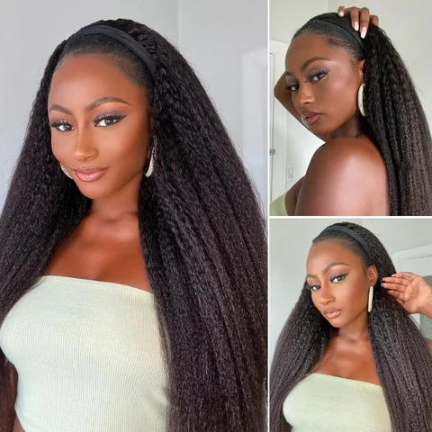 Too Easy Texture™ wig with 180% density, kinky straight style, flexi-fit drawstring headband for a secure, glueless fit.