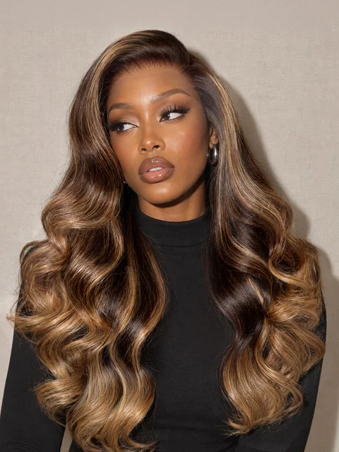All-Day Comfort™ Wig 180% Density Sun-Kissed Blonde Ombre Highlight Loose Body Wave Glueless 7x6 Closure HD Lace Wig Pre-Cut Lace-46
