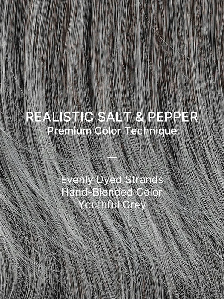 New Customers Only | Throw On & Go Salt & Pepper Short Pixie Cut Glueless Wig with Bangs 100% Human Hair Ultra Comfort Cotton Cap Hair Loss Friendly-11
