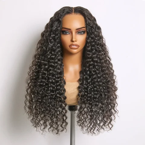 All-Day Comfort Water Wave HD lace human hair wig with 7x6 closure, soft, full, and pre-cut lace, 180% density.