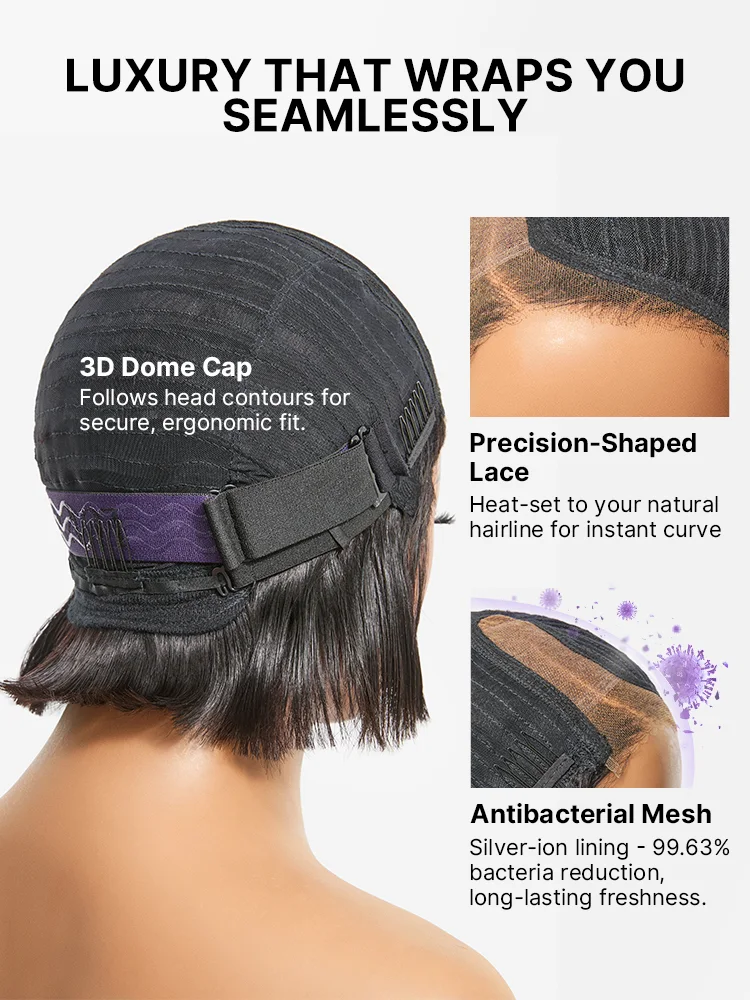 New Customers Only | Elegant Natural Black Layered Short Pixie Cut Minimalist HD Lace Wig Pre-cut Lace