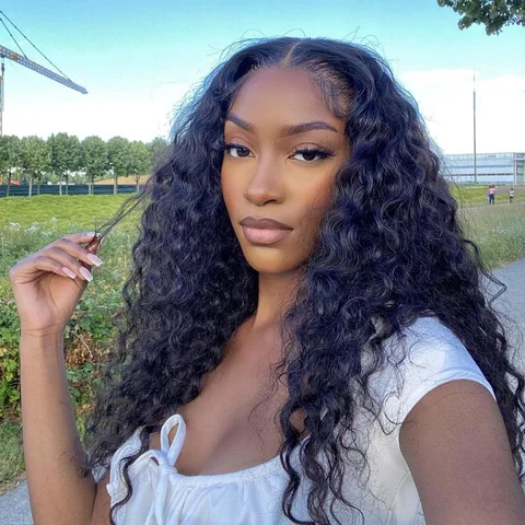 AiryFit™ Water Wave Curly Wig by , 18-inch glueless 5x5 lace closure wig with pre-cut lace and snug fit.