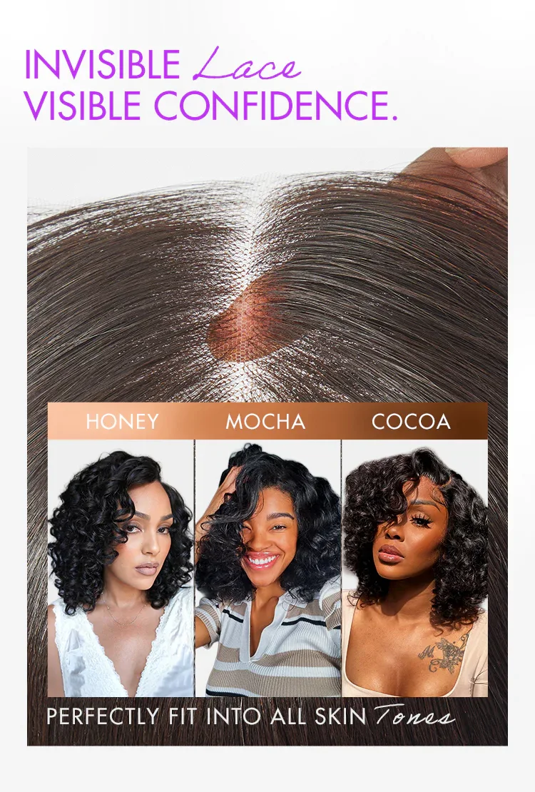 Mature Bouncy Curl Left C Part Glueless Minimalist HD Lace Wig Pre-Cut Lace