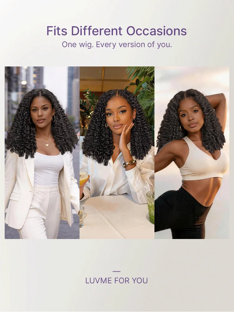 New Customers Only | True Scalp V Part 180% Density Burmese Curly Finger Coil Ends Glueless Human Hair Wig with Flexi-Fit Drawstring-17