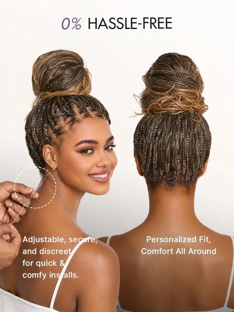 OwnScalp™Ombre Honey Blonde French Curl Knotless Boho Braids HD Full Lace Long Wig Flexi Fit Invisi Drawstring Cap - US Only-88