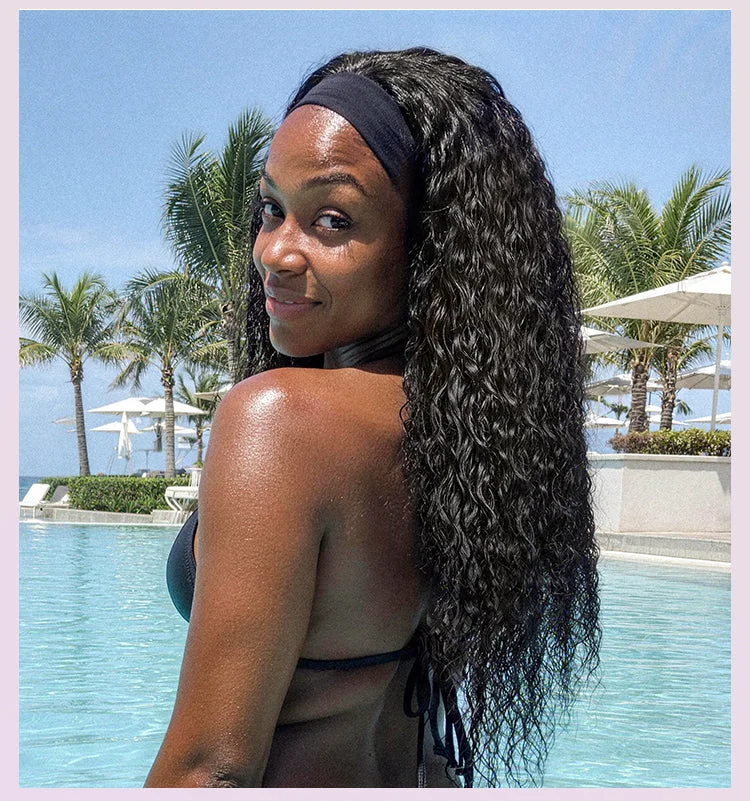 Beginner Friendly Water-Wave Wet and Wavy Headband Wig with Integrated Cooling Silk Headband, Effortless Wet-to-Dry Transformation (Get 2 Free Headbands)-43