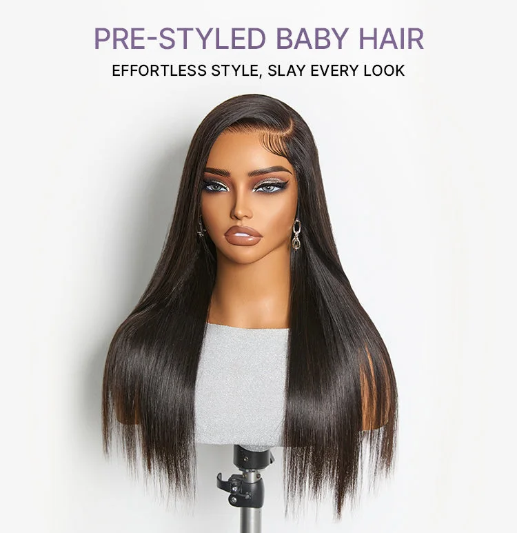 MyOwn-Fit PartingMax Glueless Personalized Comfort Wig 250% Density Bone Straight with Baby Hair 7x6 Closure HD Lace Wig Pre Cut & Plucked & Bleached Ready to Go-14