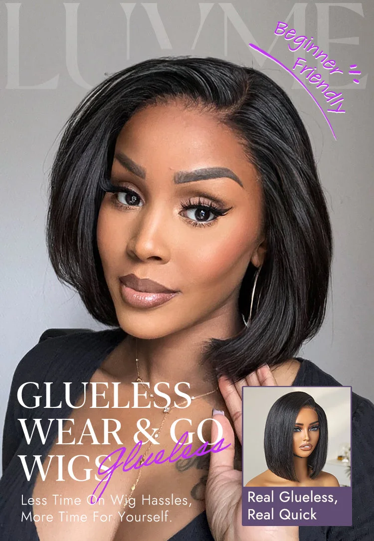 Put On & Go Blunt Cut Straight Bob Minimalist HD Lace Glueless C Part Wig-24
