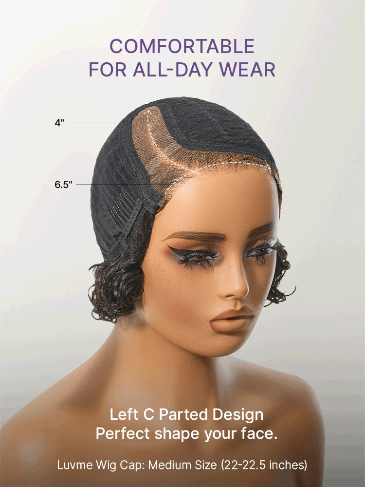 New Customers Only | Water Wave Pixie Cut Water Wave Glueless Minimalist HD Lace Short Curly Wig-18
